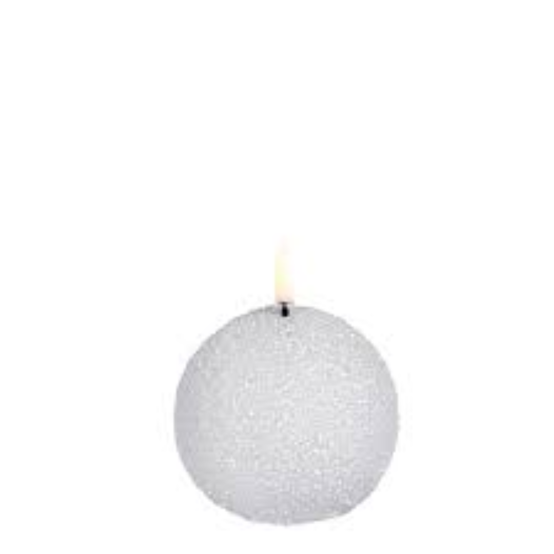 HOME LIGHTS GLITTER BALL CANDLES SILVER HL1810